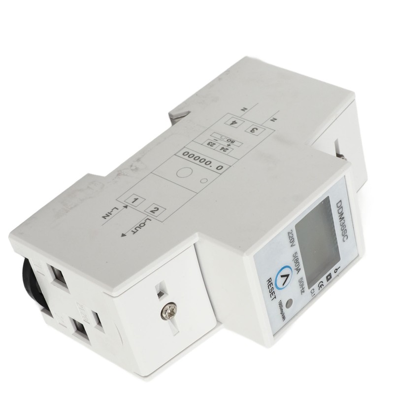 Single Phase Energy Meter LCD Display DIN Rail 2P Total