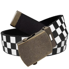 Build A Belt Classic Antique Gold Slider 1.25" Wide Buckle with Canvas Web Belt (Mens XXX-Large Checkered)