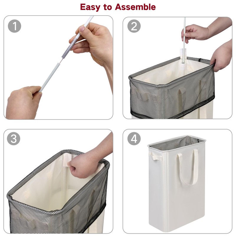 efluky Slim Laundry Basket, Narrow Laundry Hamper with Handles, Collapsible