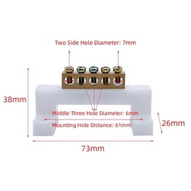 CZKE 5 Position Brass White Bridge Design Zero Line Grounding Strip Terminal Block Connector for Distribution Cabinet