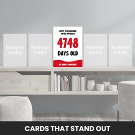 Funny 13th Birthday Card for Boy and Girl - Officially 4748 Days Old - Humorous 13th Birthday Card, 13, Bday Cards