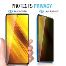 Anbzsign [2 Pack] Xiaomi Poco X3 NFC/Poco X3 Pro Privacy Screen Protector, [Full Coverage] [Case Friendly] Anti-Spy 9H Hardness Tempered Glass
