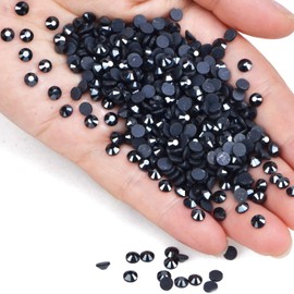 1500 Pieces Hot Fix Glass Flatback Rhinestones HotFix Round Crystal Gems (Hematite Black, SS16)