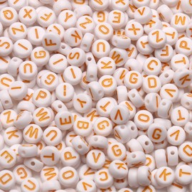 600pcs Acrylic Letter Beads Alphabet Letters Bead, for Friendship Bracelets and Gifts Souvenir Jewelry Making (Orange, 4×7mm(Round))