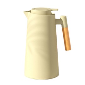 Thermos Flask, Insulated Jug, Coffee Carafe for Hot and Cold Tea, Coffee, with Simple Safety Button, Wooden Handle, Non-Slip Base, Thermos Flask for Home Office, Hotel (Light Green, 1L)