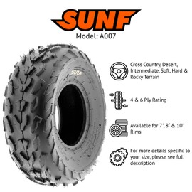 Pair of 2 SunF A007 20x7-8 ATV UTV Sport-Performance Tires, 6 PR, Tubeless