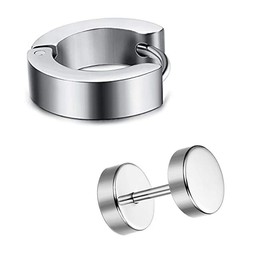 12 Pairs Stainless Steel Stud Earrings, Hoops Earings for Men Earrings Studs Ear Plugs Jewelry Piercings Earrings CZ Stud Set Valentine's Day Gifts for Men Women