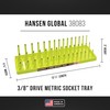 Hansen Global 3 Row Socket Holder, Hi-Viz Yellow, Pack of