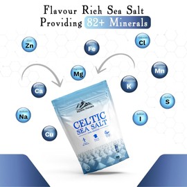 Mystic Nature Celtic Sea Salt - 500g | Fine Ground | Organic 100% Natural Unrefined Mineral Rich Celtic Salt Crystals From France | Rich In Magnesium Calcium Iron Potassium