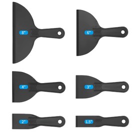 6-Pack Plastic Putty Knife Set, Non-Scratch Scraper & Spackle Spreader with Comfort Grip for Wall Repair, Patching, and Easy Clean up