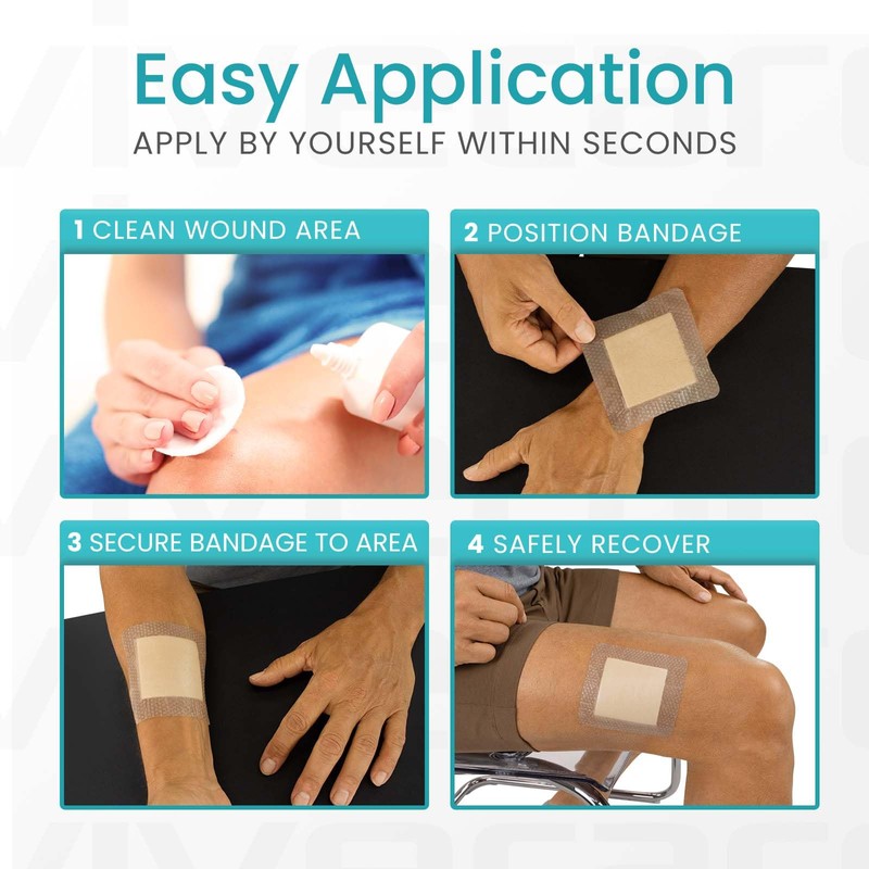 ViveCare Silicone Foam Dressing 2x2 with Border Adhesive - Bed