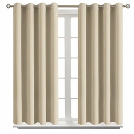 BGment Room Darkening Curtains 54 Inches Long - Grommet Thermal Insulated Drapes Window Treatment Curtains for Bedroom, 2 Panels, 52 x 54 Inch, Beige