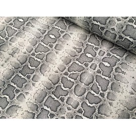 Grey Snake Skin Fabric Snakeskin Digital Animal Print Cotton Material - Curtains, Decor, Dress, Furnishing - Grey & Cream Stripes (Sample 10CM X 10CM)