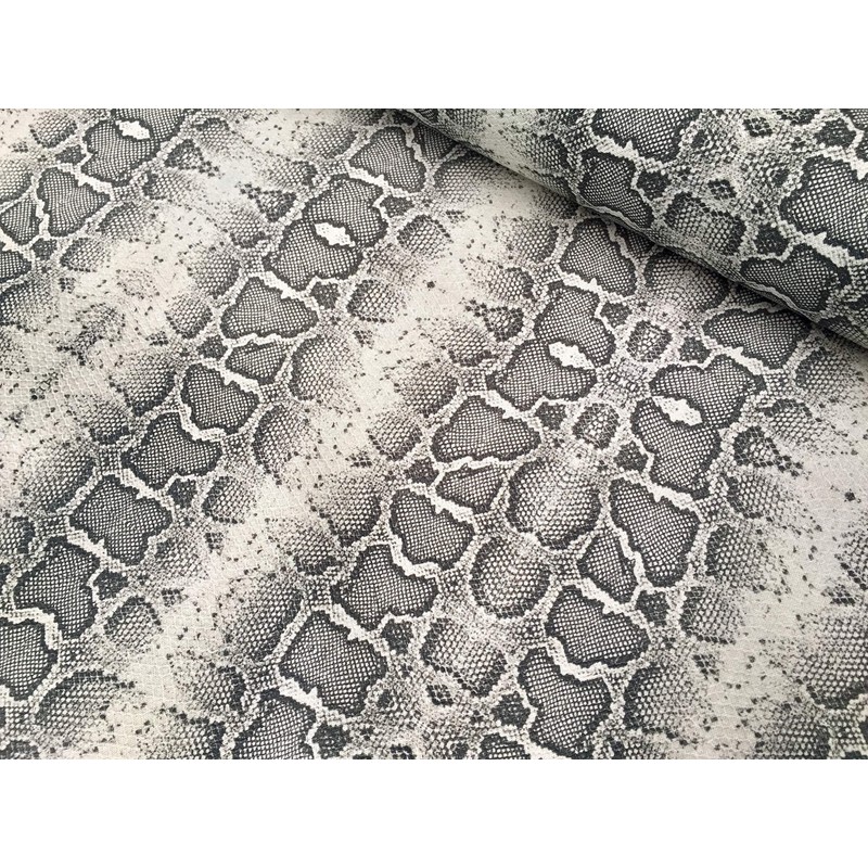 Grey Snake Skin Fabric Snakeskin Digital Animal Print Cotton Material