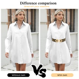 Initlove Women Wide Stretchy Waistband Gold Buckle Elastic Waist Belt for Dresses Bling Black Gold 65 CM