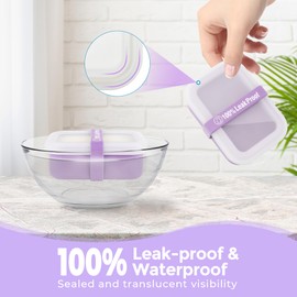 Compact Leakproof Travel Soap Case with Lid & Silicone Strap - Portable Draining Soap Bar Holder for Gym, Bathroom, Camping - Lightweight Silicone Soap Dish Container (Purple)