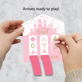 Big Dot of Happiness Little Princess Crown - Pink and Gold Princess Baby Shower or Birthday Party Game Pickle Cards - Pull Tabs 3-in-a-Row - Set of 12