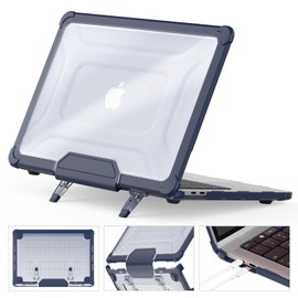 SEYMCY Case Compatible with MacBook Pro 13 inch Case 2022 2020 2018, Anti-Scratching Protective Hard Shell Cover with Foldable Stand (A2338 A2289 A2251 A2159 A1989), Navy Blue