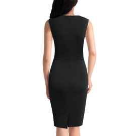 Miusol Women's Retro Ruffle Sleeveless Cocktail Party Pencil Dress(Medium, Black)