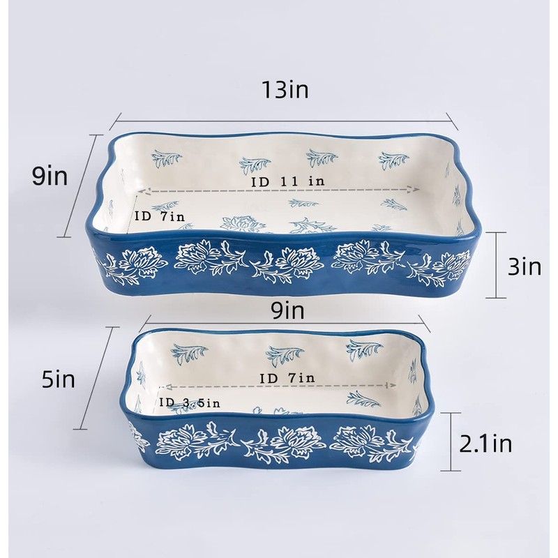 Wisenvoy Casserole dishes for oven Lasagna pan 2-Pcs Baking dish