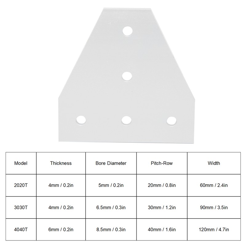 203040 T Shape Joining Plate Aluminium Alloy 5‑Hole Joint Bracket