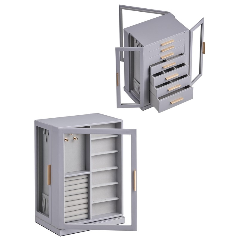 Glimmloop 360° Rotating Jewelry Box with 7 Drawers, Spacious Vertical