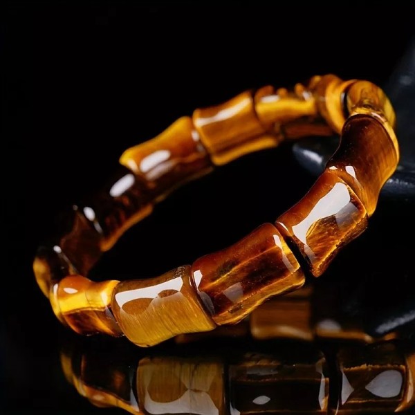 Unbranded Natural Tiger's Eye Stone Bracelet Brown Gemstone Stretch Bracelet