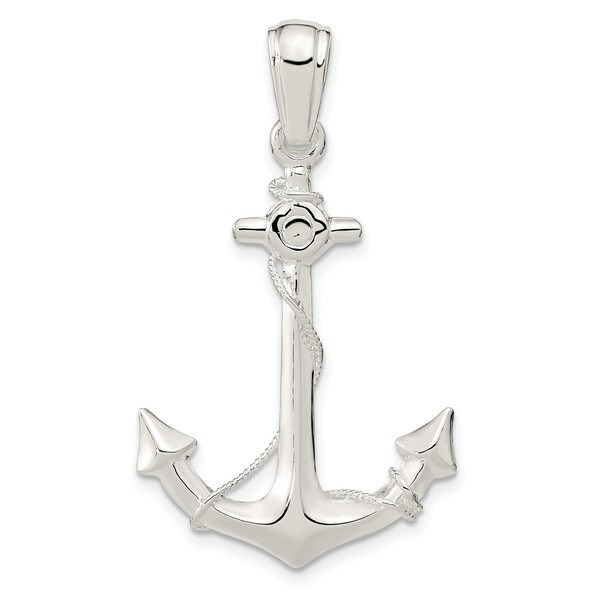 Million Charms 925 Sterling Silver Nautical Charm, Polished 3D Medium