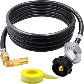 Iococee 12 Feet Propane Regulator and Hose for Blackstone with 90 Degree Elbow Adaptor, QCC1 Universal Grill Regulator Replacement Parts for 17" and 22" Blackstone Tabletop Camper Grill