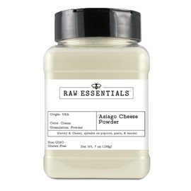 Raw Essentials Asiago Cheese Powder - Irresistible Creaminess and Umami Depth - Perfect for Pasta, Pizza, Snacks, and More - Savory & Cheesy - 7 Ounce Bottle