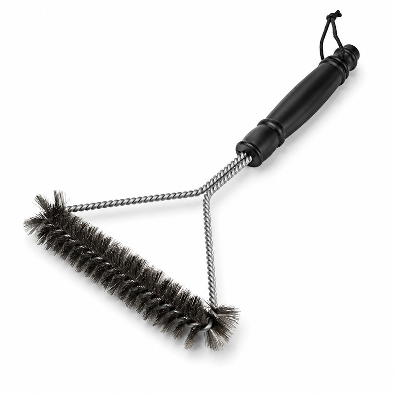 Triangular Grill Brush for BBQ Cleaning – Stainless Steel Long