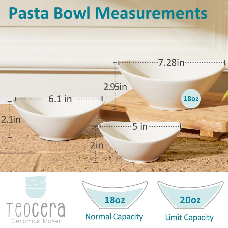 Teocera 7 Inch Salad Bowls Set of 6, 18 oz