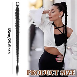 Braid Extensions Ponytail Extension with Hair Scrunchie Long Braided Ponytail Extension Ash Blonde Natural Hair Extension Synthetic Braid Hairpiece for Women