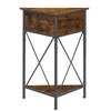 VECELO Corner Table Shelf with Storage Cabinet, Industrial Metal Frame