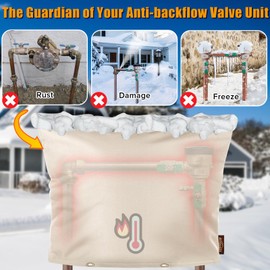 Angooni Upgraded Backflow Preventer Cover Aluminum Foil (5°F) - 30"W x 24"H Industrial 600D Winter Sprinkler Valve Covers for Outside, Anti-UV Winter-Freeze Water Well Pump Cover, Beige