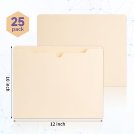 File Folders,10x 12 inches Manila File Jacket,25 Packs Manila Folders,Reinforced Straight Cut Tab,Great for Organzing and Easy File Storage,Assorted Positions,Letter Size
