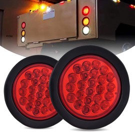OAAKBH 4Inch Round Trailer Tail Light for 12V Truck Trailer Bus RV Camper ATV UTV 24LED Back Up Reverse Light IP67 Waterproof w/Flush Mount Grommets Plugs