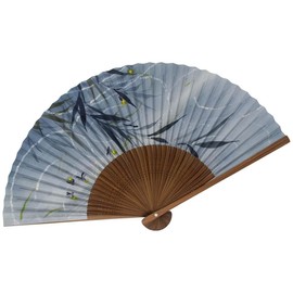 Fashionable kimono Iroha Kyoto Tsui Fan, Bamboo Firefly, Karaki, Men's 8.7 inches (22 cm), gray