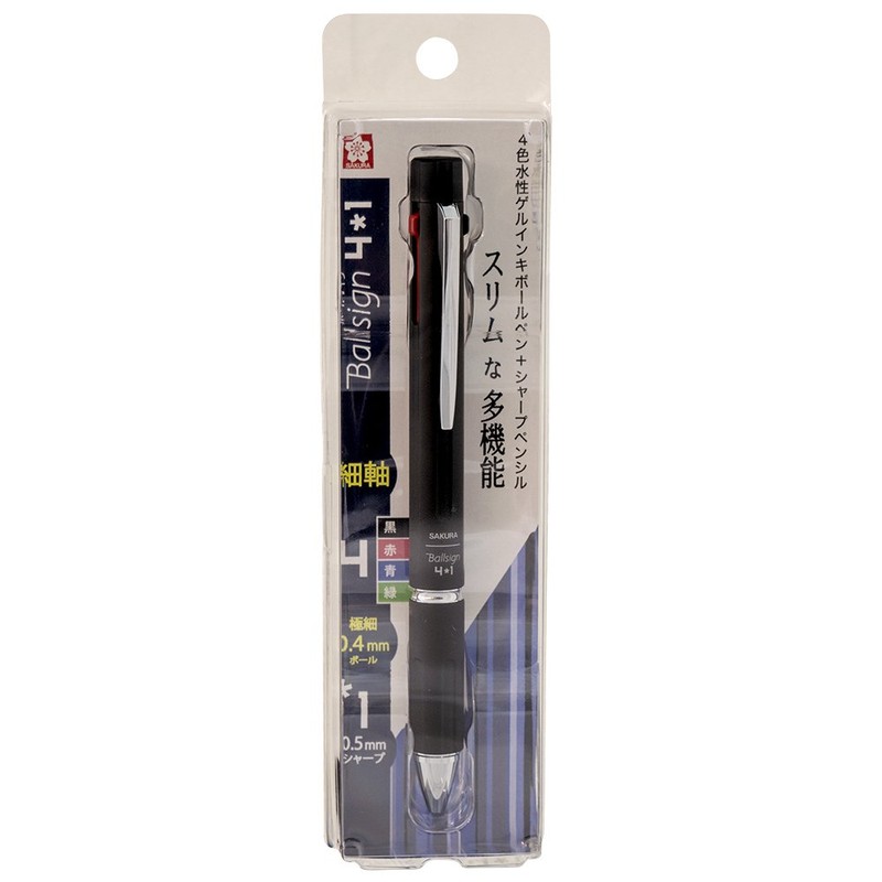 Sakura Crepas GB4M1004-P#49 Multifunction Pen Ball Sign 4+1 Black