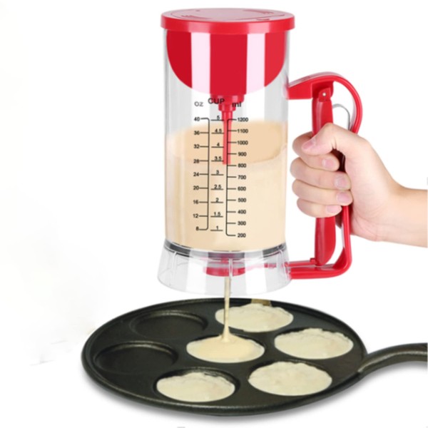 Pancake Batter Dispenser, Cordless Precise Control Pancake Dispenser, Kid Friendly Cupcake Batter Dispenser with Squeeze Handle