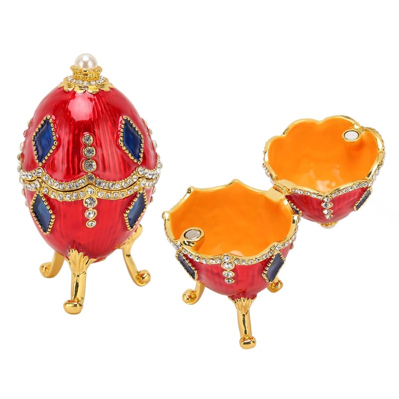 Egg Shaped Trinket Boxes Rhinestones Inlay Exquisite Jewelry Trinket Boxes