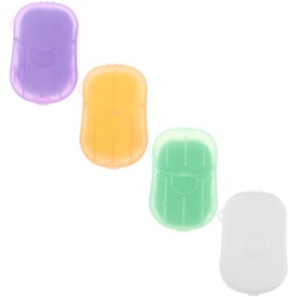 WOONEKY 4 Boxes Portable Travel Soap Sheets of Hand Wash Soap Sheets for Travel Lavender Milk and Lemon Scents Convenient Toiletry for Public Restrooms Color