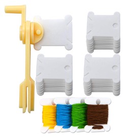240 Pcs Plastic Floss Bobbins and 1 Pcs Floss Winder for Embroidery Organization,Cross-Stitch Thread Holder