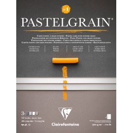 Clairefontaine 976057C PastelGrain No.1 PastelGrain Pastel-Pastel-Pastel-Pastel-12 Sheets Special Card for Dry Pastels – 18 x 24 cm 360 g – Assorted Grey Colours – Crystal Paper Dividers