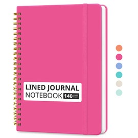 Lined Spiral Journal Notebook for Women & Men, 140 Pages, College Ruled Hardcover Notebook for Work & Note Taking, Journals for Writing, A5(6"x8") - Berry Pink