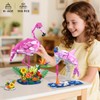 HOGOKIDS 3 in 1 Pink Flamingo Building Set with Flowers,