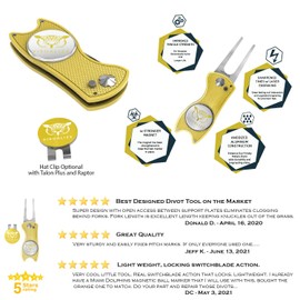VISUALIZE Premium Golf Divot Repair Tool Kits with Ball Marker- Favorite Golf Gift Sets - Anodized Aluminum Switchblade-Style - Premium Feel & Durability (VISUALIZE Yellow)