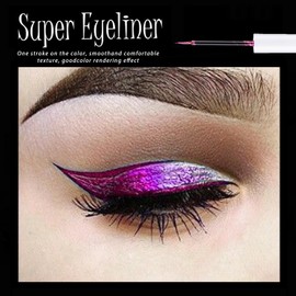 Chameleon Pink Glitter Liquid Eyeliner, Long-lasting Waterproof Multi-Dimensional Shimmering Effect, 2 Eyeliner Sticker, Sparkling Metallic Satin Eye Liner Pencil for Party & Stage Cosplay