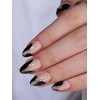 WAFOLOZE Black French Tip Press On Nails - Almond Short