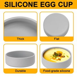 6 Pack Silicone Air Fryer Egg Molds, Individual Egg Pan Microwave Egg Cooker Eggwich Egg Bites Cups 6oz Small Prep Bowls for Kitchen Oven Microwave - Grey